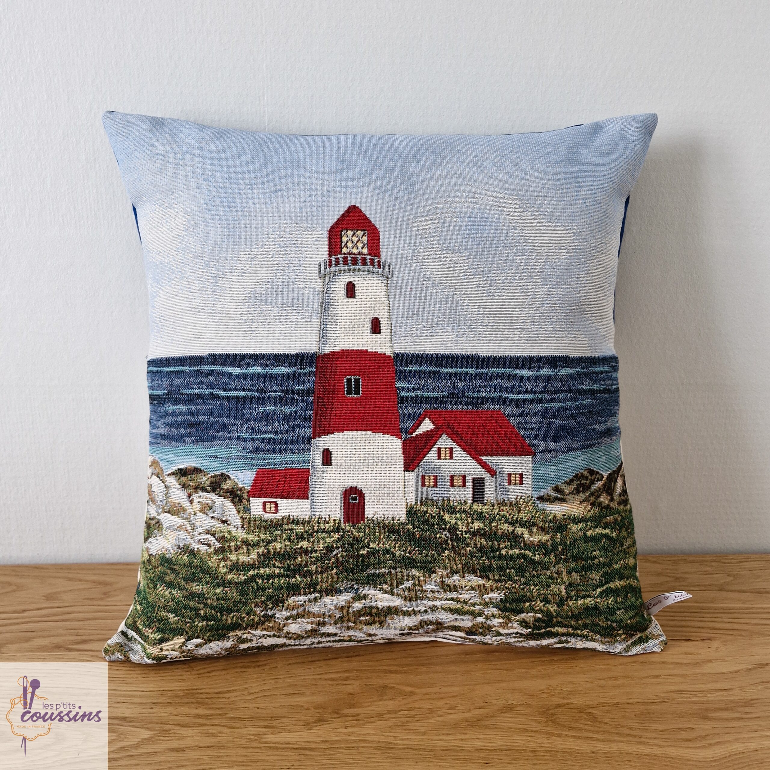 coussin motifs marins d'un phare Les P'tits Coussins