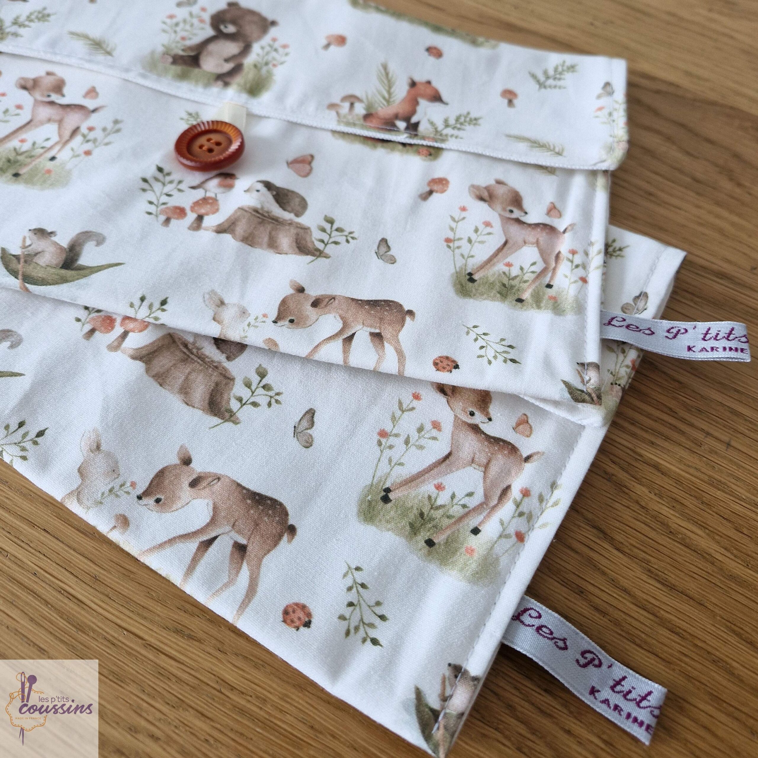 pochette range serviette de table pour cantine école ou maison les ptits coussins