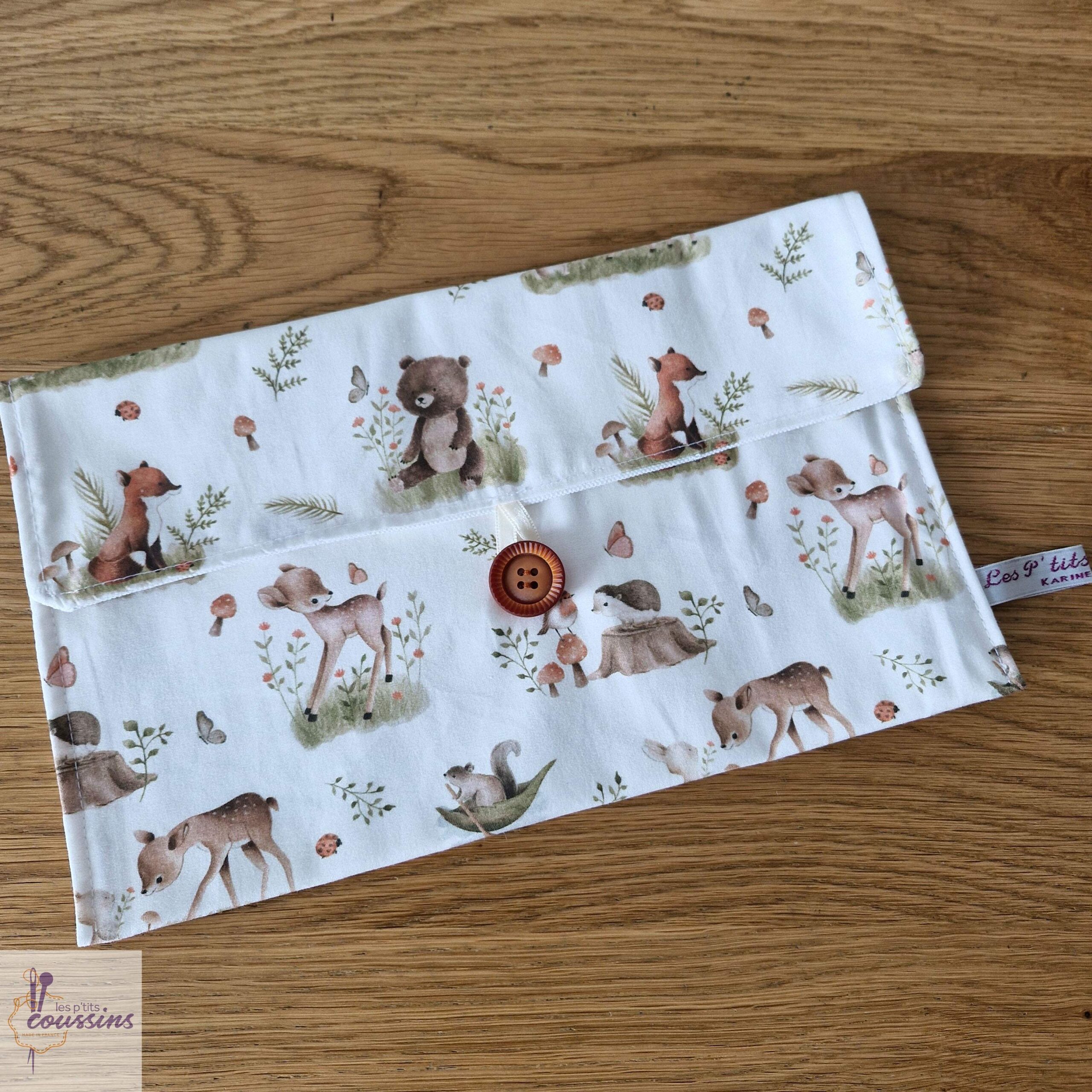 pochette range serviette de table motifs animaux de la forêt les ptits coussins