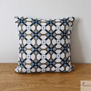 coussin motifs géométriques bleu marine gris doré les ptits coussins