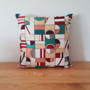 xoussin motifs géométriques modernes dominance de rouge les ptits coussins