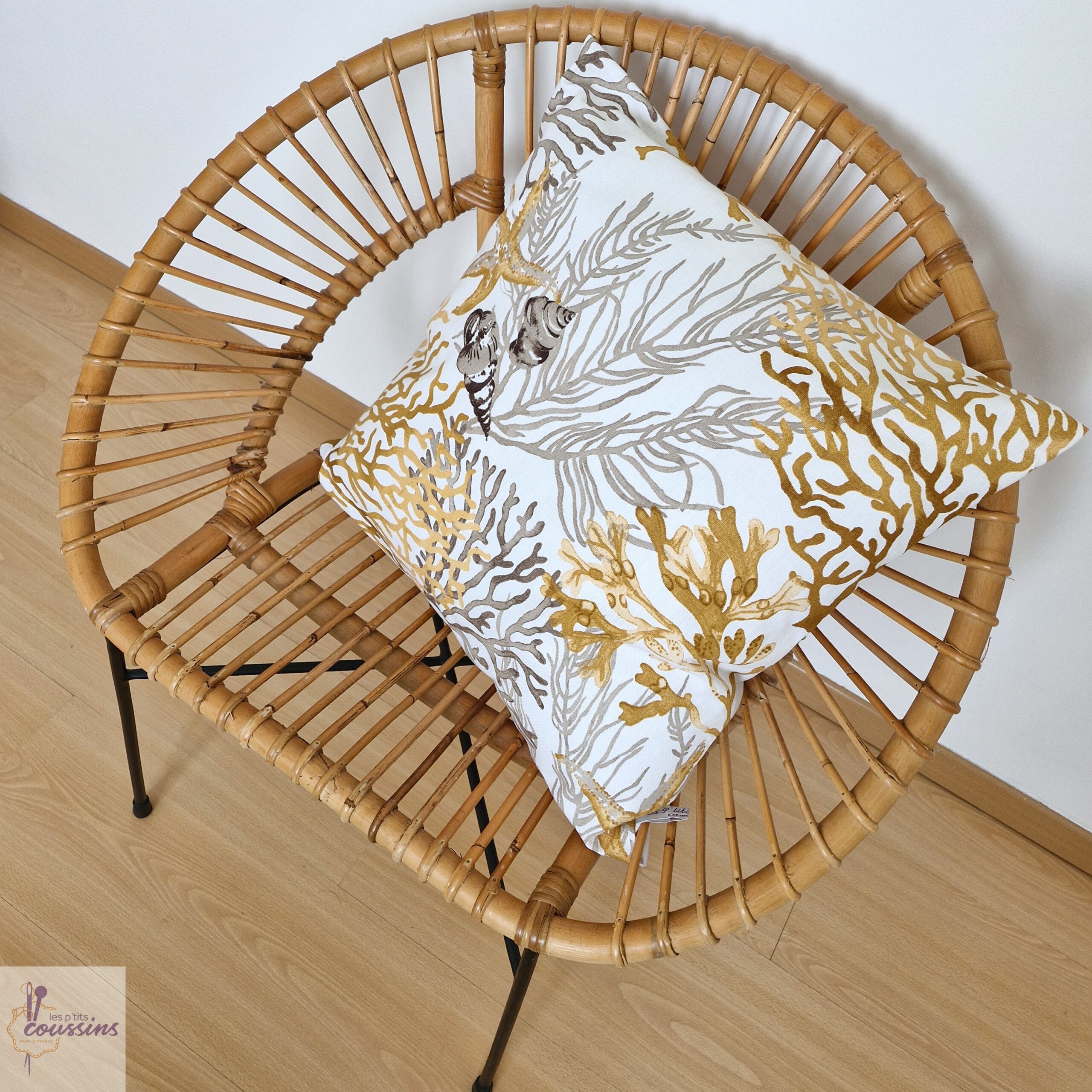 coussin motifs marins coraux coquillages les ptits coussins