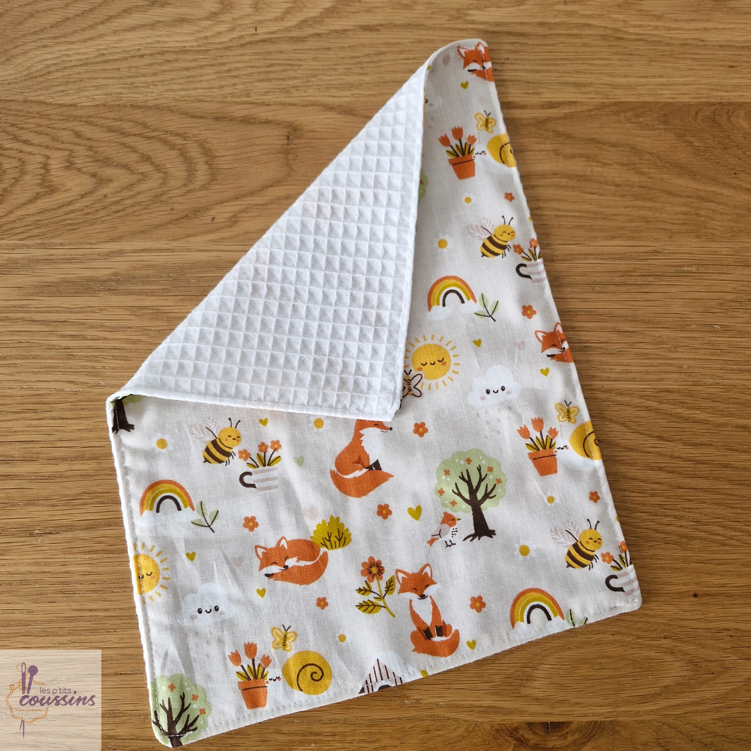 serviette de table pour enfant école cantine personnalisable motifs petits renards