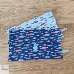 pochette range serviette de table cantine école motifs poissons
