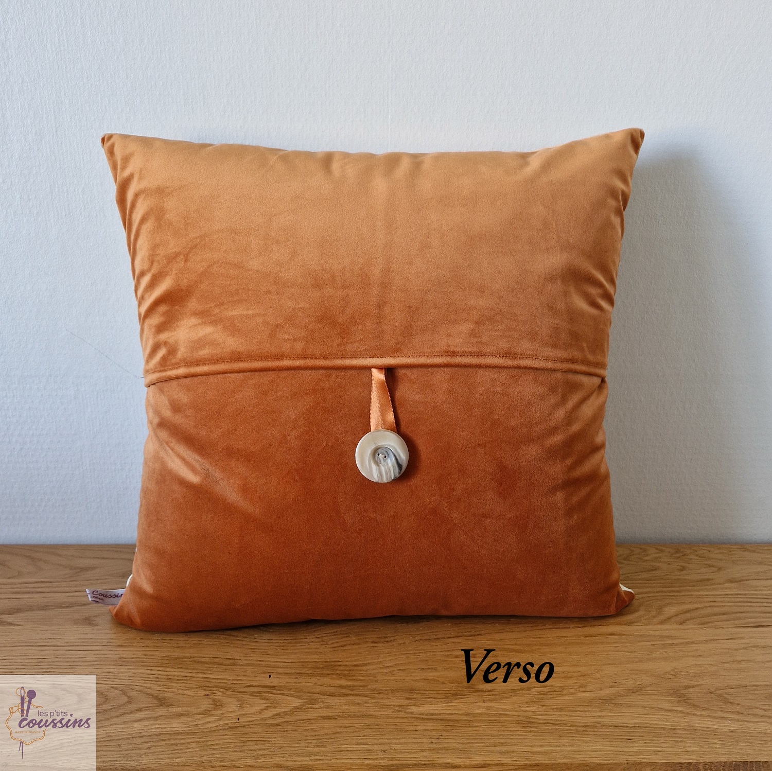 coussin velours terracotta
