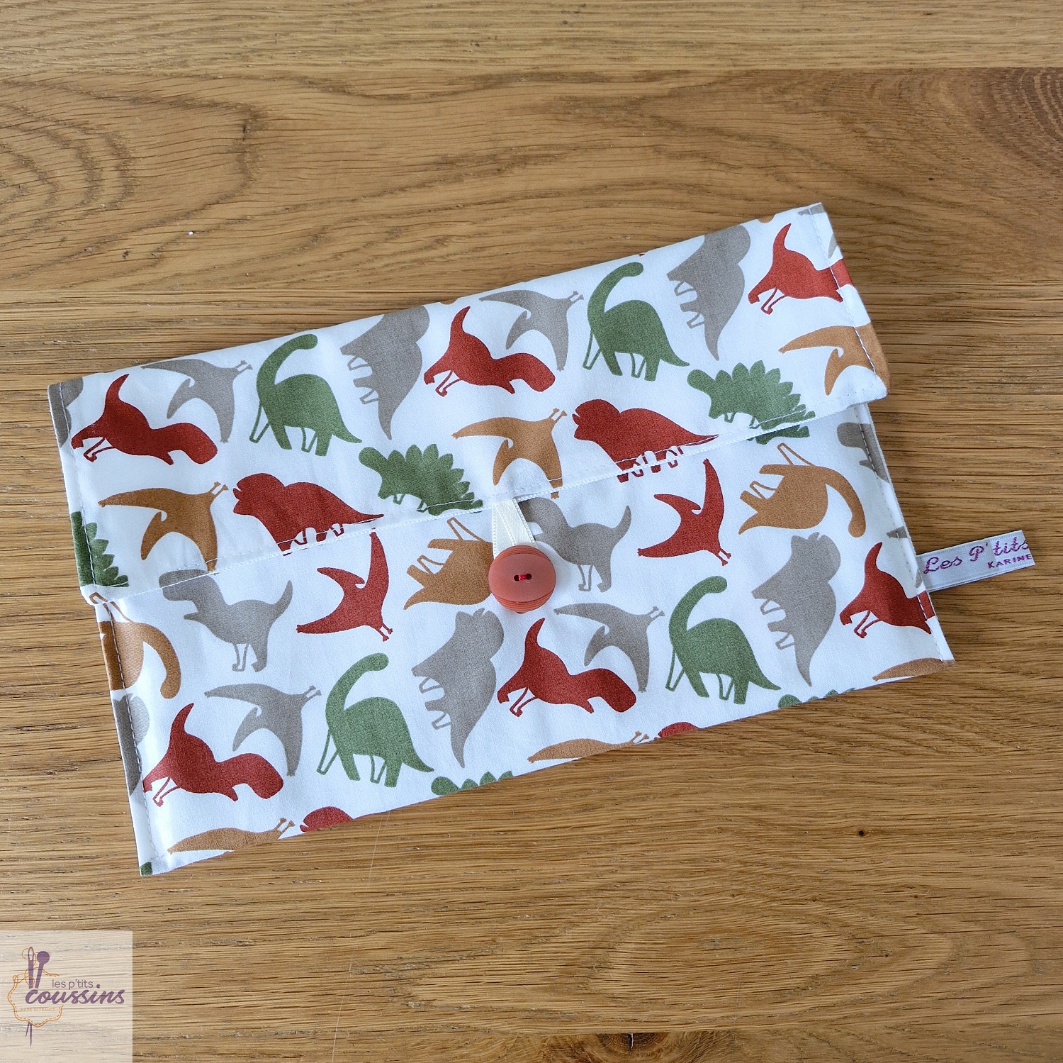 pochette range serviette de table dinosaure personnalisable