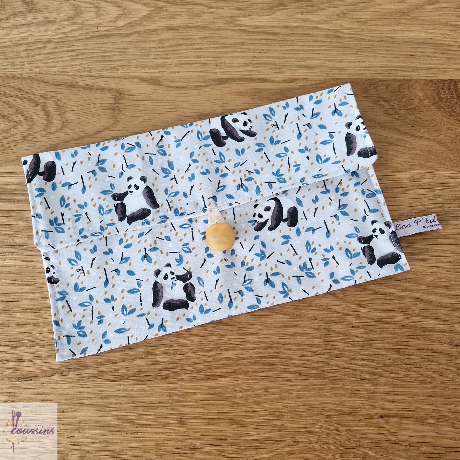 pochette personnalisable maternelle motifs pandas les p'tits coussins
