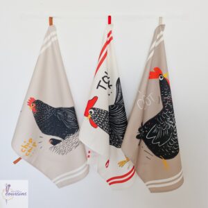 torchon cuisine motifs poules humoristiques les ptits coussins
