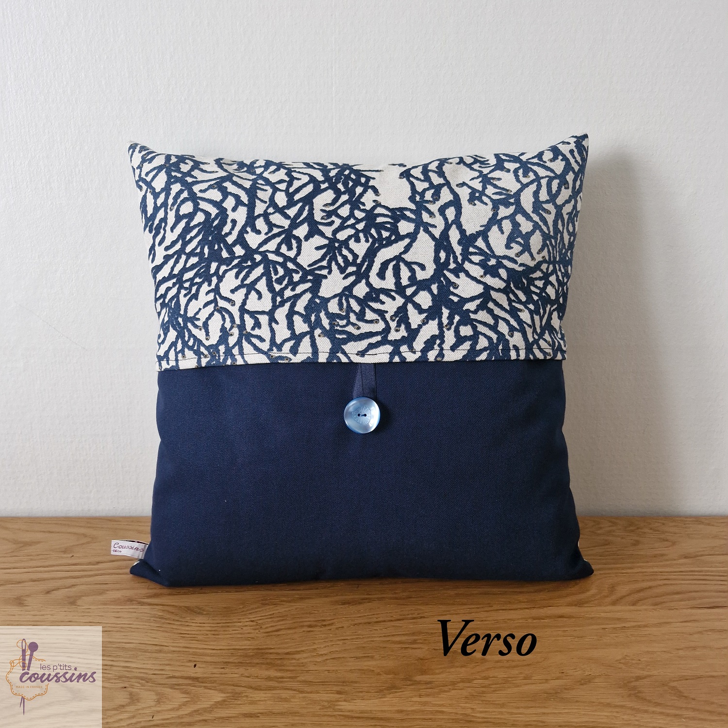 coussin artisanal motifs marins bleu les ptits coussins